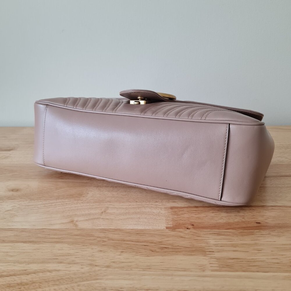 Gucci GG Marmont Large Shoulder Bag Dusty Pink Rose Mauve Matelasse Gold Rare - Picture 7 of 16
